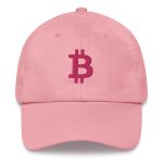Bitcoin B (Magenta Embroidery) Dad Hat - Image 3