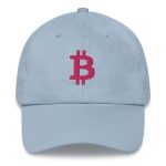 Bitcoin B (Magenta Embroidery) Dad Hat - Image 4