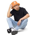 Simple B Orange Bitcoin Reversible Bucket Hat - Image 9