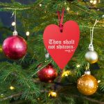 Thou Shalt Not Shitcoin Red Bitcoin Wooden Christmas Ornament - Image 2