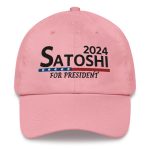 Satoshi For President 2024 (Black Embroidery) Bitcoin Dad Hat - Image 3