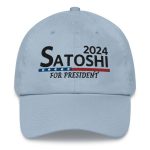Satoshi For President 2024 (Black Embroidery) Bitcoin Dad Hat - Image 4
