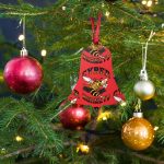 Cyber Hornets Red Bitcoin Wooden Christmas Ornament