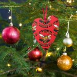 Cyber Hornets Red Bitcoin Wooden Christmas Ornament - Image 2