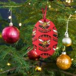 Cyber Hornets Red Bitcoin Wooden Christmas Ornament - Image 3