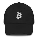 Bitcoin B Angled (White Embroidery) Dad Hat - Image 2