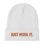Just HODL It Bitcoin Orange Embroidered Beanie - Image 3