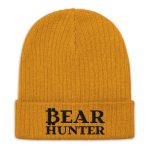 Bear Hunter Bitcoin Ribbed Knit Embroidered Beanie
