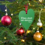 Thou Shalt Not Shitcoin Green Bitcoin Wooden Christmas Ornament - Image 2