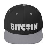 Bitcoin Skull (White Embroidery) Snapback Hat