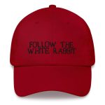 Follow The White Rabbit Black Embroidered Bitcoin Dad Hat - Image 2