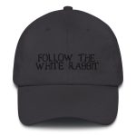 Follow The White Rabbit Black Embroidered Bitcoin Dad Hat - Image 4