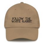 Follow The White Rabbit Black Embroidered Bitcoin Dad Hat - Image 6