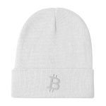 Simply Bitcoin White Embroidered Beanie - Image 6