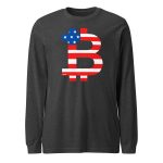 American Flag Bitcoin B Long Sleeve T-Shirt - Image 3