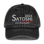 Satoshi For President 2024 (White Embroidery) Bitcoin Vintage Hat